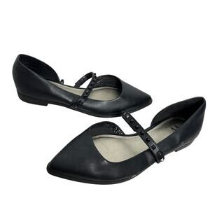 Worthington Size 8 Black Cora Studded Point Toe Flat Heel Shoes Work wear Office